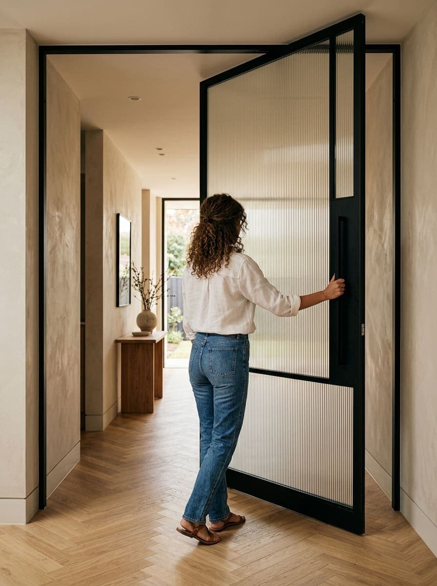Zwart Eiken Taatsdeur met Ribbelglas